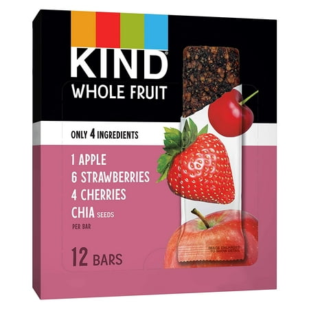 KIND Whole Fruit Bars Strawberry Apple Chia No Sugar Added 1.2oz 12 Count