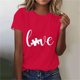 thumbnail image 4 of Pantalones Cortos para las Mujeres Sexy Impreso Suéter Superior, Día de San Valentín Casual Cuello Redondo Blusa Tee, 4 of 5
