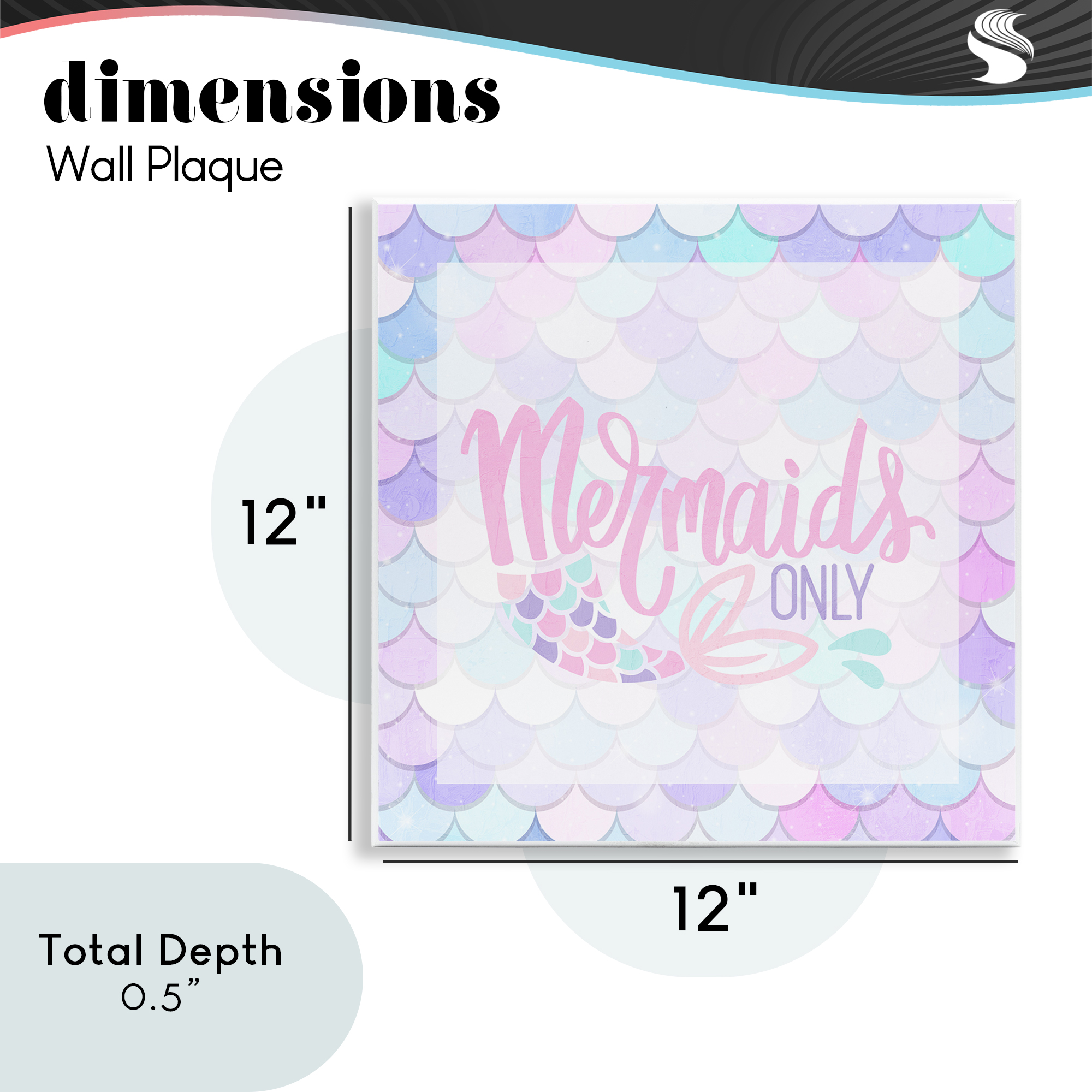 Pastel Mermaids Only Wall Plaque Art, design by Kim Allen