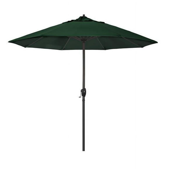 California Umbrella ATA908117-F08 9 ft. Aluminum Market Umbrella Auto Tilt Crank Lift Bronze-Olefin-Hunter Green