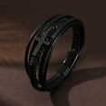 thumbnail image 4 of Mens Braided Leather Bracelet Stylish Durable Adjustable Wristband for Casual Formal Wear Trendy Layered Design Comfortable Fit, 4 of 5
