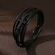 thumbnail image 5 of Pulsera de cuero negro para hombre Pulsera de cuero trenzado de capas Confirmación, 5 of 6