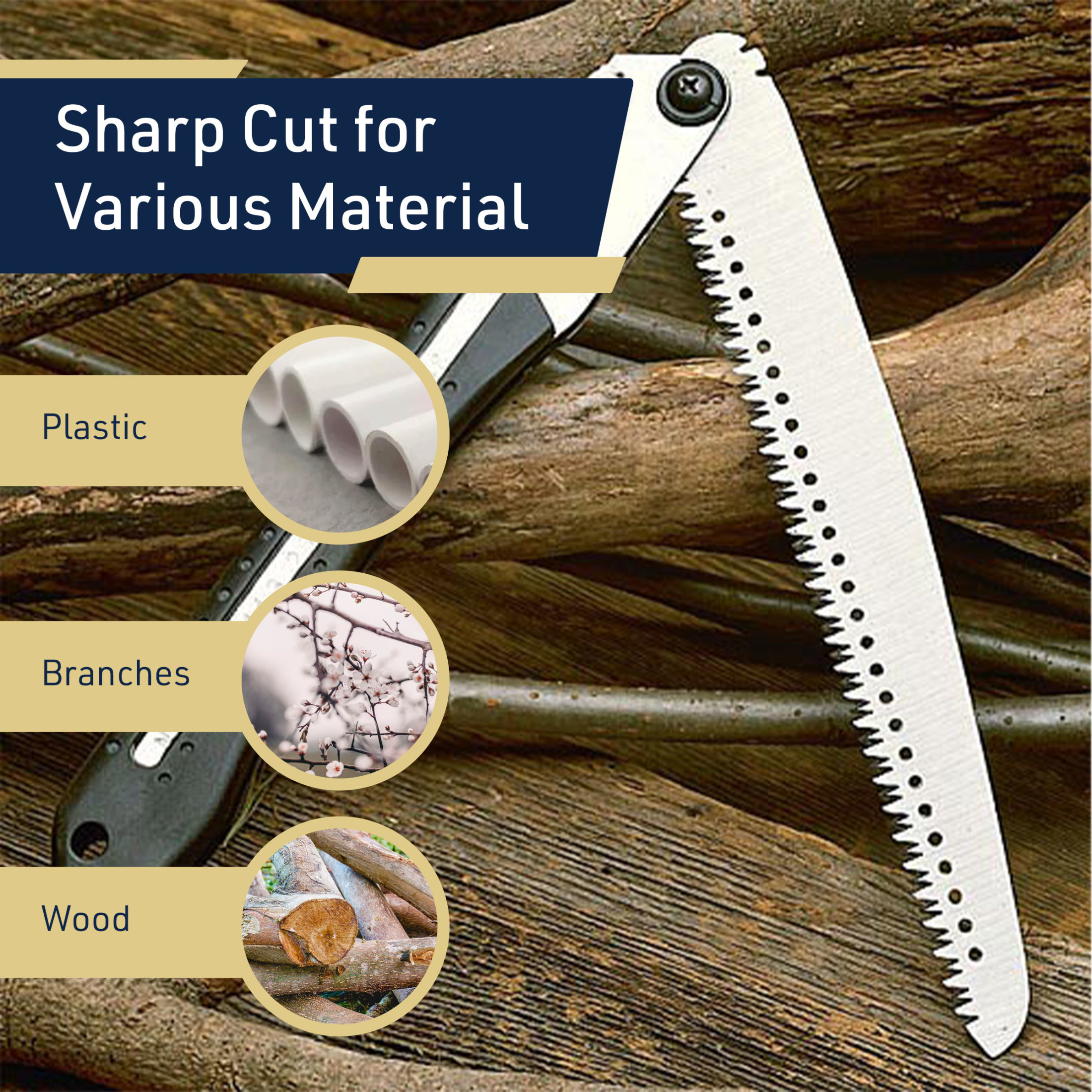 Kings County Tools 10” Folding Hand Saw for Wood Cutting and Tree Pruning