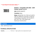 thumbnail image 2 of Radiator - Compatible with 2006 - 2009 Pontiac Torrent 3.4L V6 2007 2008, 2 of 2
