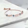 thumbnail image 3 of Gem Stone King 18K Rose Gold Plated Silver Bracelet Persian Blue Round Moissanite (2.00 Cttw), 3 of 3