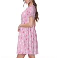 thumbnail image 2 of Honeii Robe à Manches Courtes pour Femmes Sensibilisation au Cancer du Sein, Robe Décontractée Confortable, Mélange Polyester Spandex Doux, Tenue Quotidienne Élégante pour l'Été, Parfaite pour les Voyages et les Vacances, 2 of 6
