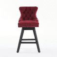thumbnail image 6 of Tcbosik 2 Pack Velvet Swivel Barstools, Upholstered Counter Height Bar Chair with Button Tufted Back & Wood Legs for Kitchen, Dining Room, Home Pub, Wine Red, 6 of 10