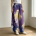 thumbnail image 2 of Cargo Pants Women Wide Leg Barrel Baggy Trousers, Elastic High Waist Casual Pants With Pockets Purple Fashion Outfits Clothes XL, 2 of 4