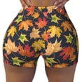 thumbnail image 2 of Balery Colorful Maple Leaves Pantalones cortos de entrenamiento estampados para mujer, sin costuras, ajustados, para gimnasio, yoga, correr, deportes, ejercicio activo, fitness.-X-Large, 2 of 8