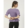 thumbnail image 2 of Moomaya Solid Cotton Tops For Women, 3/4th Sleeve Blouse, Smocked Waist Tops, 2 of 8