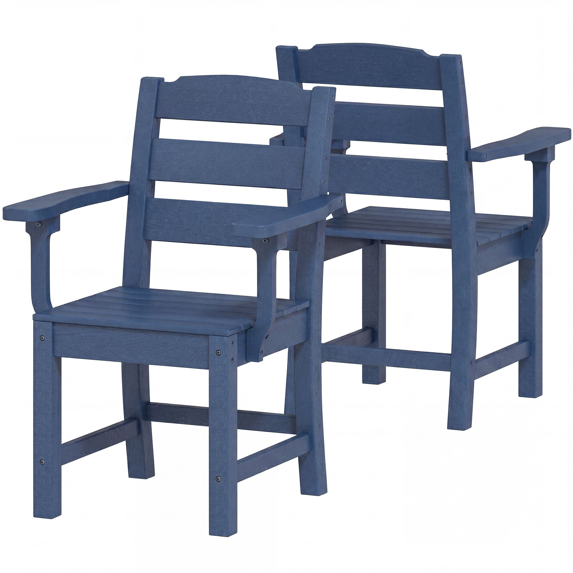 Uforic 2 Pack Outdoor Dining Chairs, Heavy Duty All-Weather HIPS Patio Chairs, Wood Grain Design, 385 LBS Load Capacity, Garden Backyard Poolside Furniture, Navy Blue