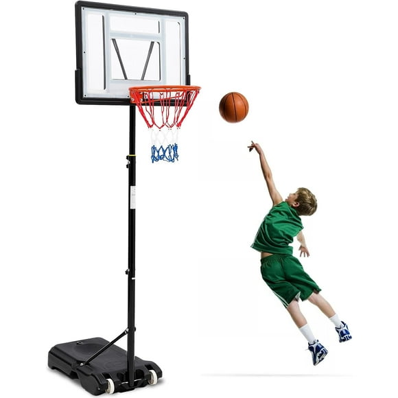 Basketball Hoop Outdoor 5.2-7ft Adjustable,33in Shatterproof Backboard & High Intensity Base w/Wheels,Portable Basketball Hoop Goal System in Backyard/Driveway/Indoorfor Kids&Youth