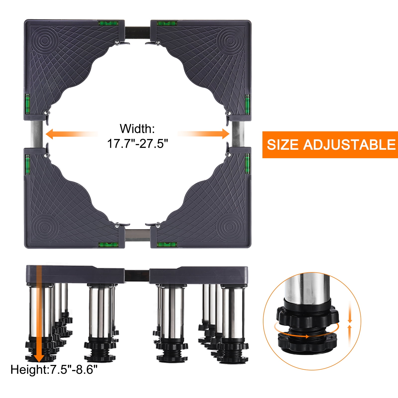 Uxcell Mini Fridge Stand, 12 Strong Feet, 7.5"-8.6" Height, 1Pack