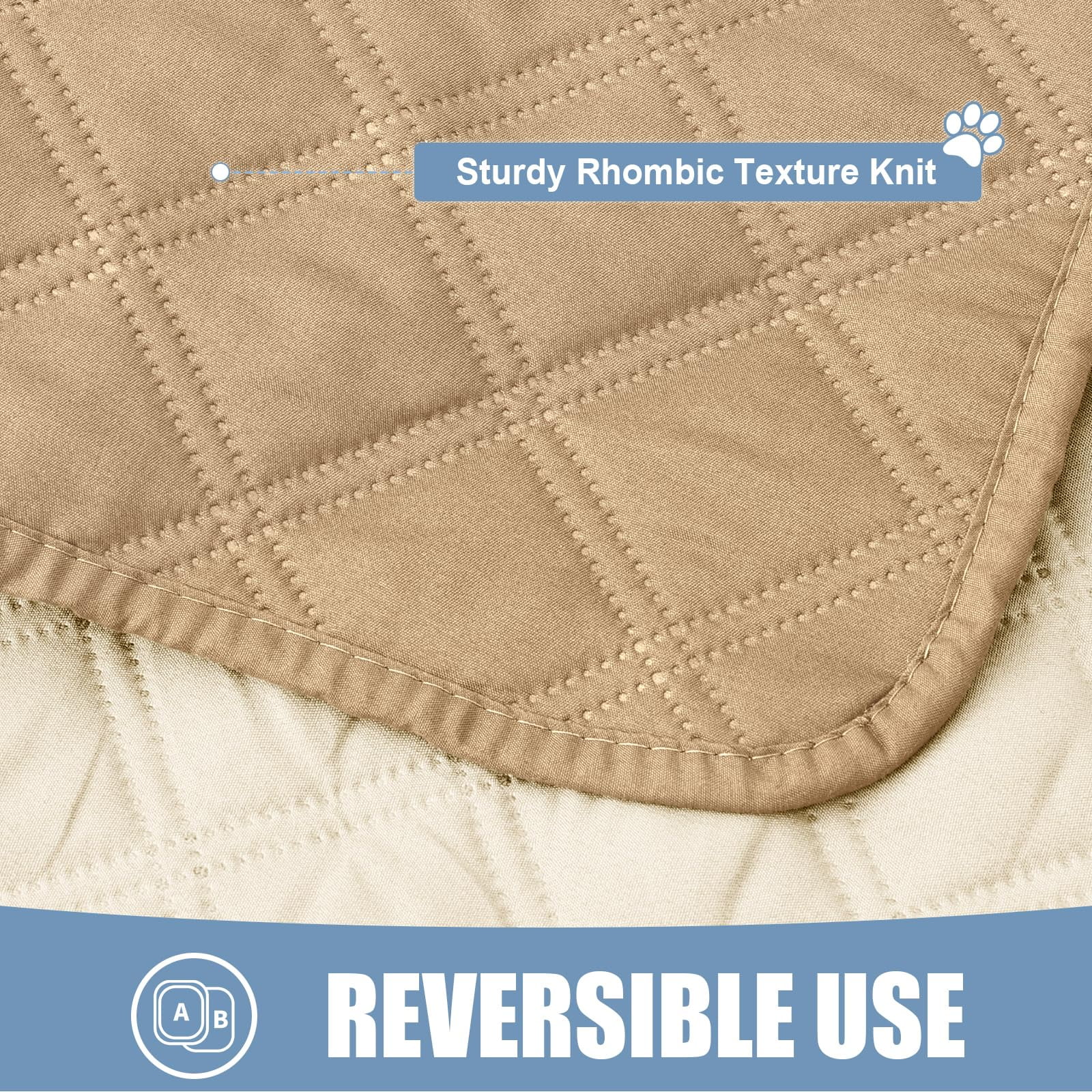 Smiry Waterproof Pet Couch Covers, Washable Dog Blankets for Couch & Bed, Reversible Sofa Cover for Living Room (52x82 Inch, Camel/Beige)