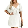 thumbnail image 3 of UVN Summer Dresses for Women Short Sleeve V Neck Midi Dress Elegant Bow Tie Beach Sundress, 3 of 9