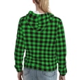 thumbnail image 7 of Picia Buffalo Plaid Green Black Pattern Casual Women's Hoodie, Hooded Sweatshirt with Kangaroo Pocket, Comfortable Pullover with Eye-catching Drawstrings-Large, 7 of 7