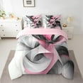 thumbnail image 2 of Castle Fairy Girls Geometric Spiral 7-Piece Twin Bedding Sets,Grey Pink Bedding Comforter Set,Abstract Geometric Breathable Sheet Sets,Breathable Home Decor, 2 of 8