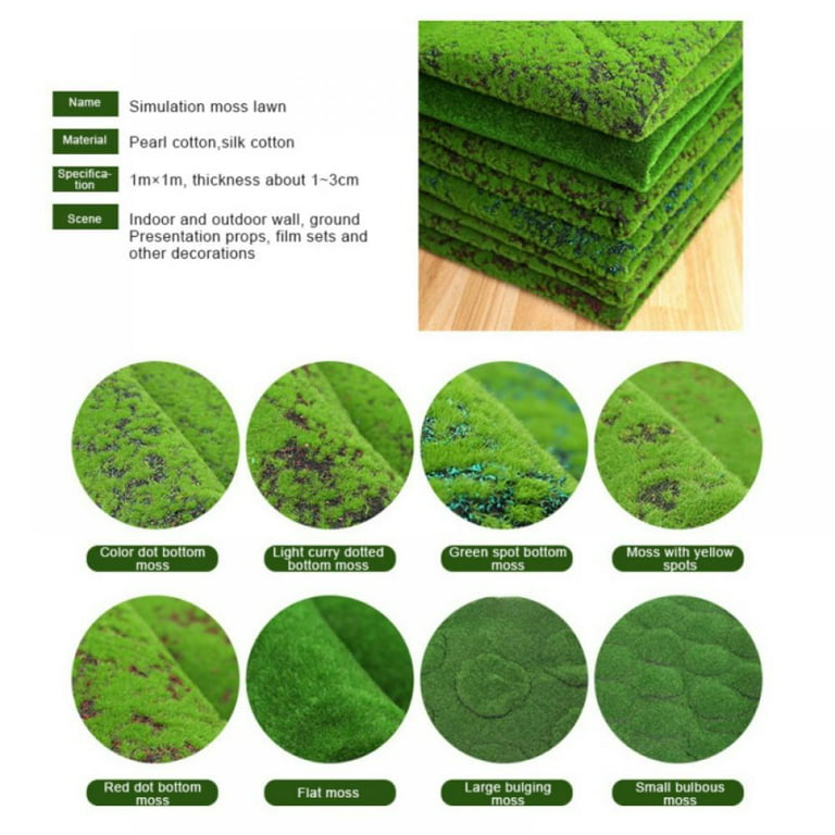 YIQIFLY Simulation Artificial Moss Mat Fake Grass Rug DIY Synthetic Turf  Lawn Carpet for Wedding Home Backyard Balcony Indoor Outdoor Decor, No