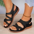 thumbnail image 3 of IUJSOY Womens Comfort Arch Support Sandals Open Toe Hollow out Orthotic Walking Low Wedge Slides, 3 of 9