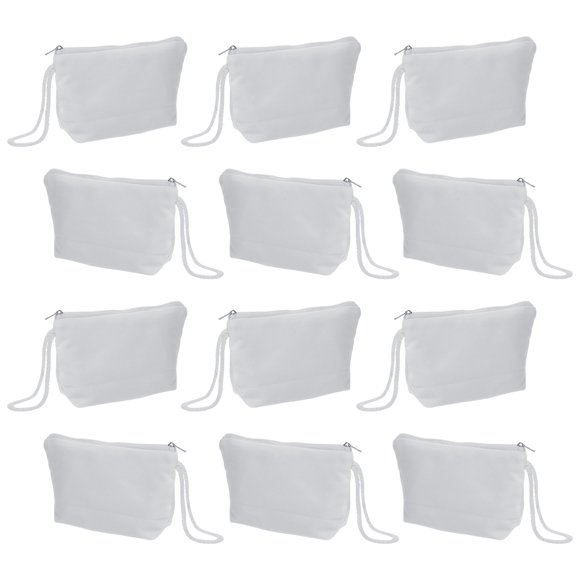Aspire 12-Pack Cotton Canvas Wristlet Pouches with Lining, 7-1/2 x 4-1/4 x 2 Inch - White