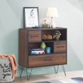 thumbnail image 3 of Costway Buffet Armoire de Rangement Unité d'Exposition Polyvalente avec Pied en Métal et Tiroirs Noyer, 3 of 10