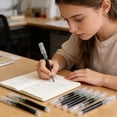 thumbnail image 4 of 6-Pack 0.5 mm Fine Point Rollerball Pens, Fast Dry Liquid Ink, Extra Fine Tip for Office School Notes, Black Blue Red Purple Green Yellow, 4 of 6