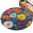thumbnail image 2 of Round Rugs 6Ft, Colorful Flowers Round Area Rug Washable Indoor Throw Carpet, Modern Oil Painting Soft Non Slip Circle Rug for Office Cabinet Home Decor Aesthetic, 2 of 8