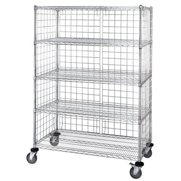 Quantum Storage Systems - M2436C46E-5 - Wire 3 Sided 5 Shelf Cart W/ Enclosure Panels