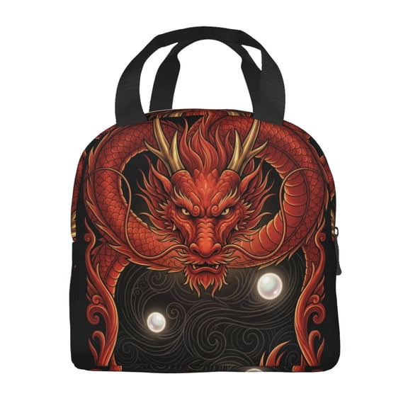 Dragon Lunch Bag Magic Cool Dragon Asian Reusable Lunch Tote Bag Insulated Thermal Cooler Container Bag For Back To Work Picnic Travel Fishing Beach