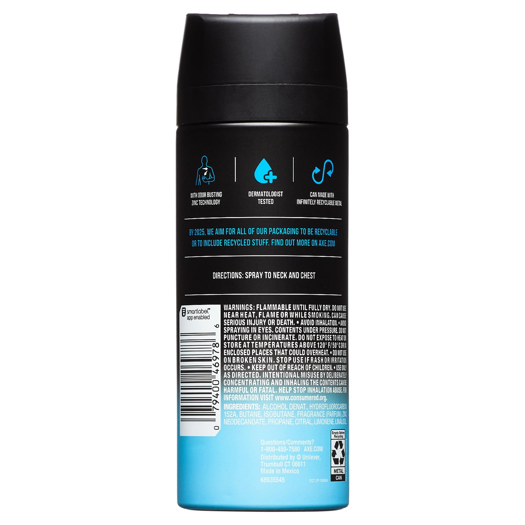 Axe Cool Ocean 48H Light & Fresh Deodorant Body Spray, 4 oz