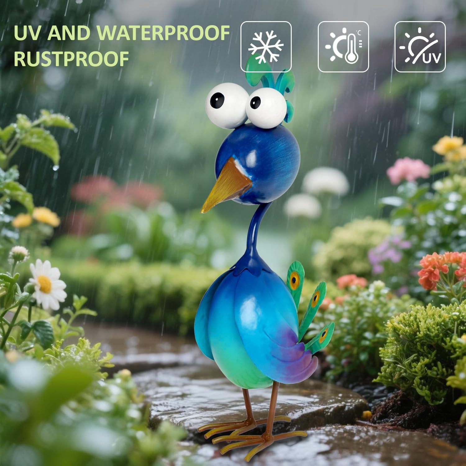 Metal Peacock Yard Art Statue Outdoor Garden Decor Lawn Ornament Home Decor