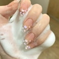 thumbnail image 2 of Press on Nails Uñas postizas medianas, 24 piezas de uñas postizas brillantes, cobertura completa, uñas de gel artificiales UV para mujeres y niñas, 2 of 5