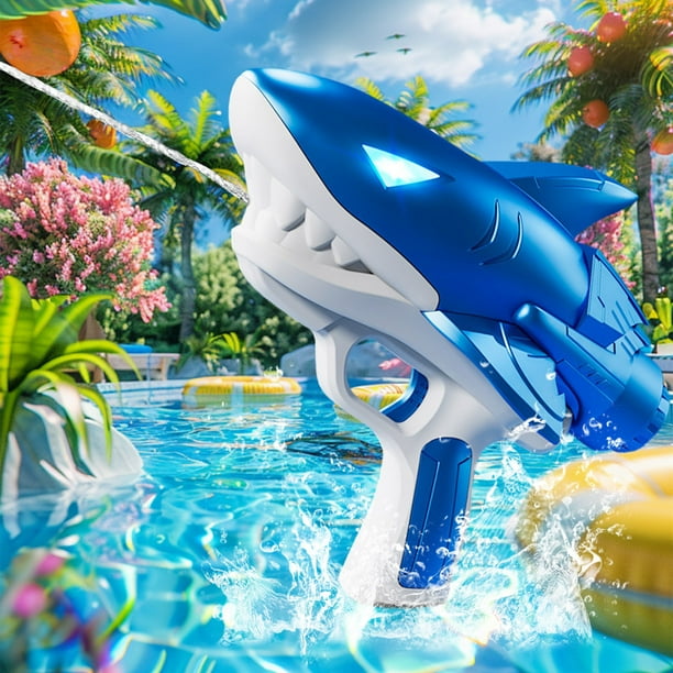 Juguete de agua totalmente automático con luces, el mejor juguete de agua de verano para niños con acción de fuego y aspersor de tiburón.