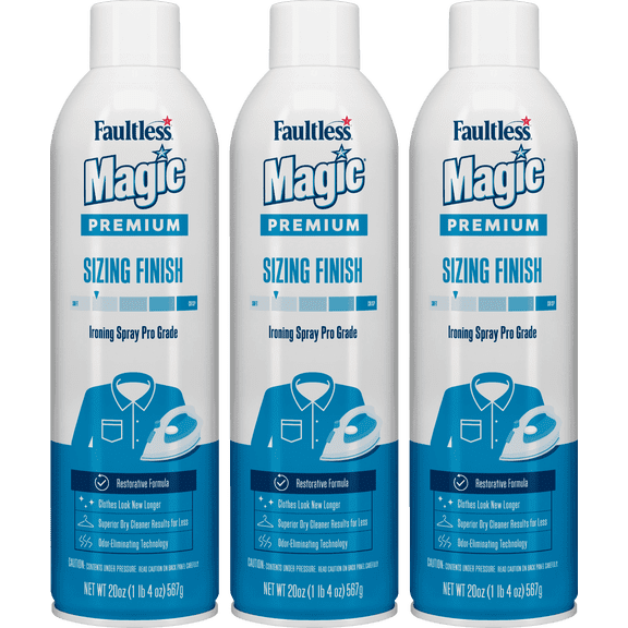 Magic Clean Products Sizing Light Finish Fabric Starch Ironing Spray, 20 oz, 3 Count Pack