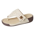 thumbnail image 5 of Platform Sandals for Women Comfortable Cushioned Flip Flops with Arch Support Fashion Hollow out Gladiator Summer Dress Shoes Beige Size 7, 5 of 5