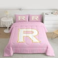 thumbnail image 2 of Feelyou Girly Monogrammed R Full Size Comforter Sets for Kids, Chic Abstract Stripes Bedding Comforter Set, Initial Letter Theme Reversible Bedding Sets, Microfiber Bedroom Decor, 3-Piece, 2 of 8