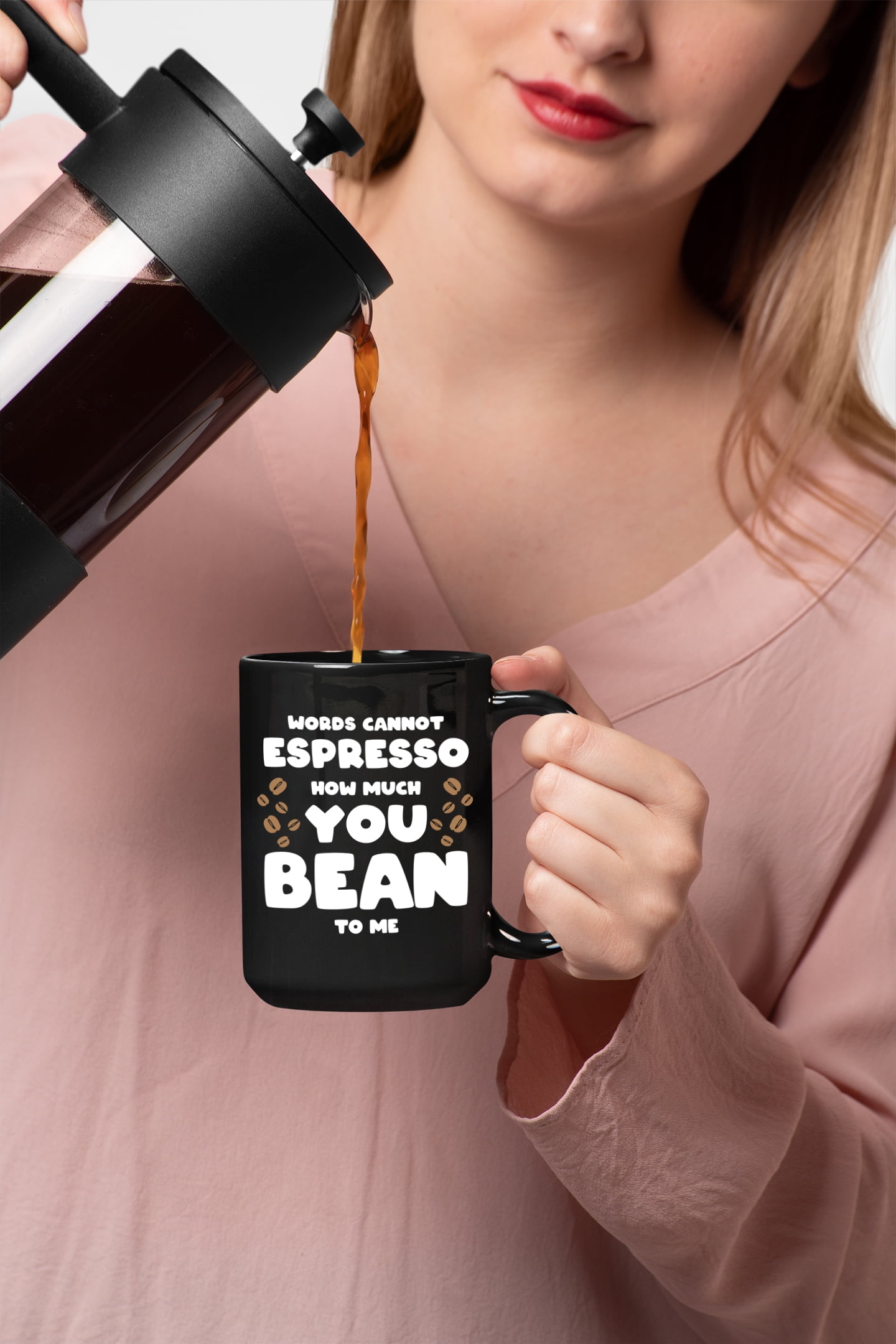Funny "Words Cannot Espresso" Quotes, Black 15oz Ceramic Mug