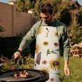 thumbnail image 4 of Yellow Brown Green Leaf Sunflower Pattern Apron-Garden Aprons for Women with Pockets-Cotton Linen Waterproof Kitchen Cooking Gardening Aprons Adjustable for Kitchen,Cooking,BBQ and Salon 33x27 Inch, 4 of 7