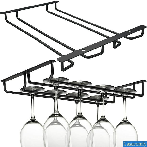 2 Pack Wine Glass Holder, Black Metal Hanging Restaurant
