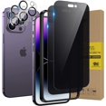 thumbnail image 1 of Screen Protector for iPhone 14 Pro, Niyattn [2+2 Pack] Apple iPhone 14 Pro Privacy Screen Protector Tempered Glass Accessories with 2 Pack Camera lens Protector for iPhone 14 Pro 6.1Inch, 1 of 8