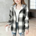 thumbnail image 2 of Girls Fall Coat Girls Shacket Girls Flannel Long Sleeve Shirts Button Down Plaid Shacket Jackets Casual Blouses Tops, 2 of 5