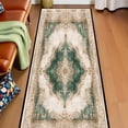 thumbnail image 4 of Emerald Green Runner Rug, Vintage Bohemian Hallway Runner, Non-Slip Washable Oriental Floor Mat for Entryway Kitchen, 60x18in/5x1.5ft, 4 of 9