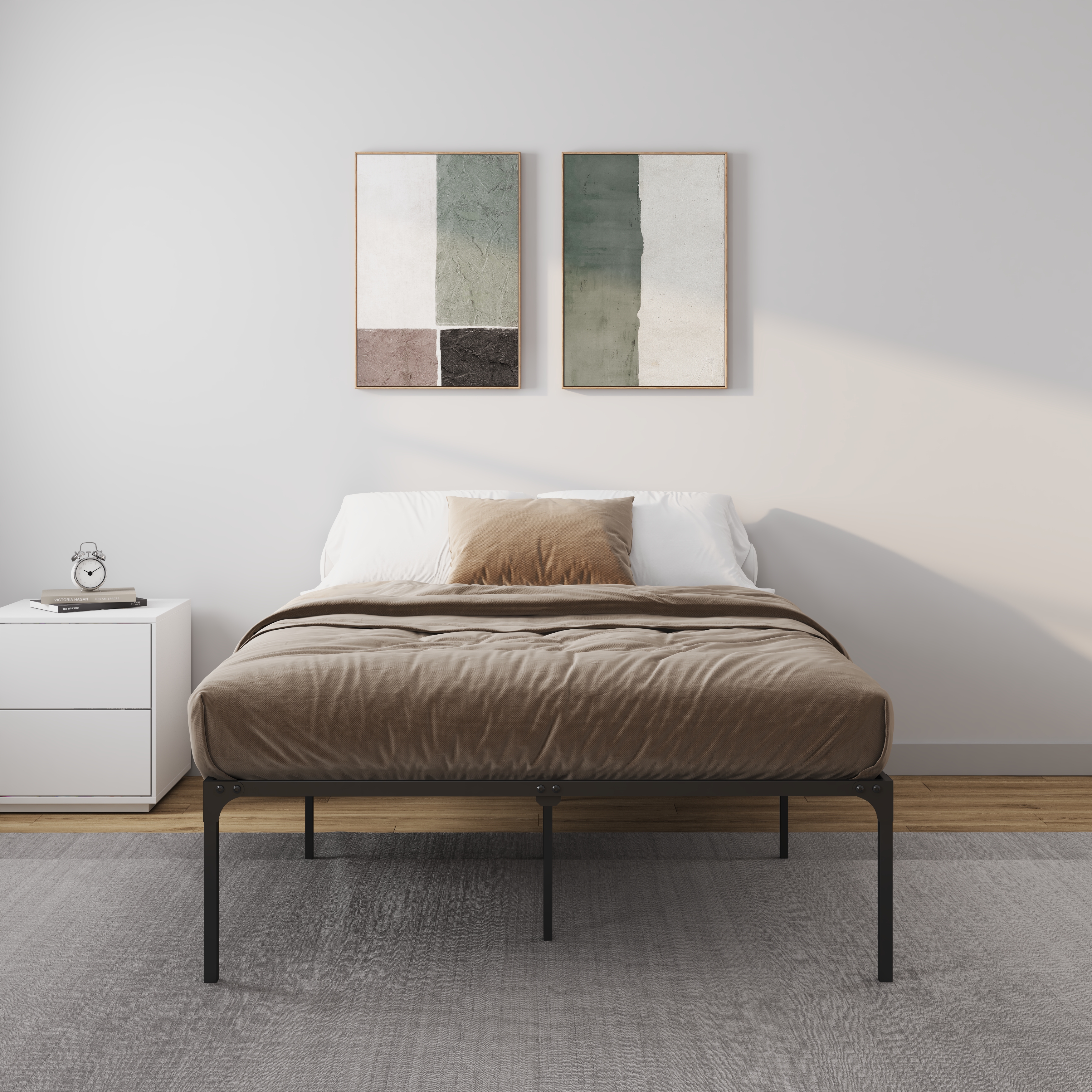 NapQueen ZETA Heavy Duty Easy Assembly Metal Platform Bed Frame, Queen Size