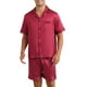thumbnail image 1 of INSPIRAR CHIC Pijama de Satén para Hombre de Manga Corta, Conjunto de Pijamas de Verano de 2 Piezas, Talla 2XL, Rojo, 1 of 5