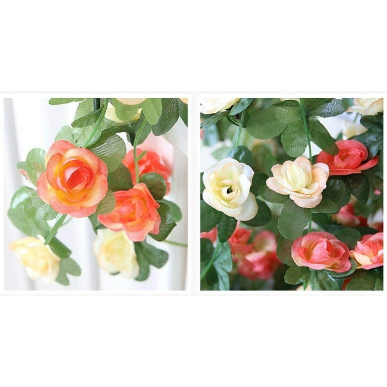 WEISPARK Fake Flowers- 4pcs 8.2 FT Artificial Rose Vine Flower Plants  Hanging Rose Ivy for Home Hotel Office Wedding Party Garden Craft Art Décor