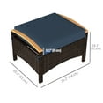thumbnail image 3 of Outsunny 2 Pieces Wicker Outdoor Ottoman Footstool, Removable Cushion, Blue, 3 of 10