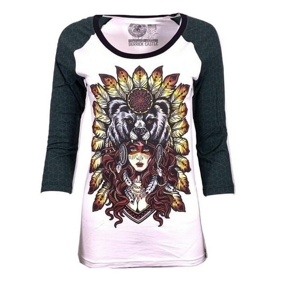 SECRET ARTIST by AFFLICTION Women's T-Shirt NATIVE BEAR Tee