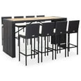 thumbnail image 1 of vidaXL 9 Piece Outdoor Bar Set Poly Rattan and Wood Acacia Black, 1 of 5