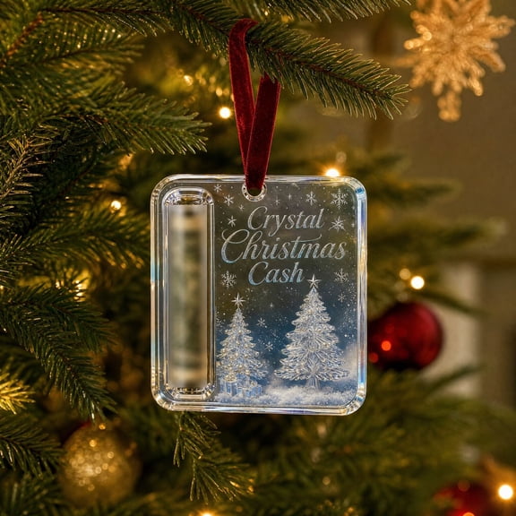 Christmas Acrylic Money Holder Ornament, Clear Cash Gift Hanging Tree Ornament, Fun Holiday Money Gift Idea for Xmas Decor