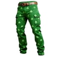 thumbnail image 4 of CONZONE St. Patrick's Day Mens Baggy Cargo Shorts Green Clover Graphic Buttons Cargo Pants for Men Lightweight Relaxed Fit Streetwear Workout Trousers With Pockets, 4 of 4